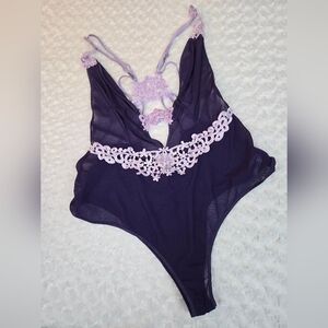 Oh La La Cheri Purple On Purple Lace Bodysuit 4X NWOT (6171)